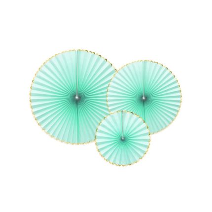 PartyDeco -  Rosettes 3pcs. Menthe / doré