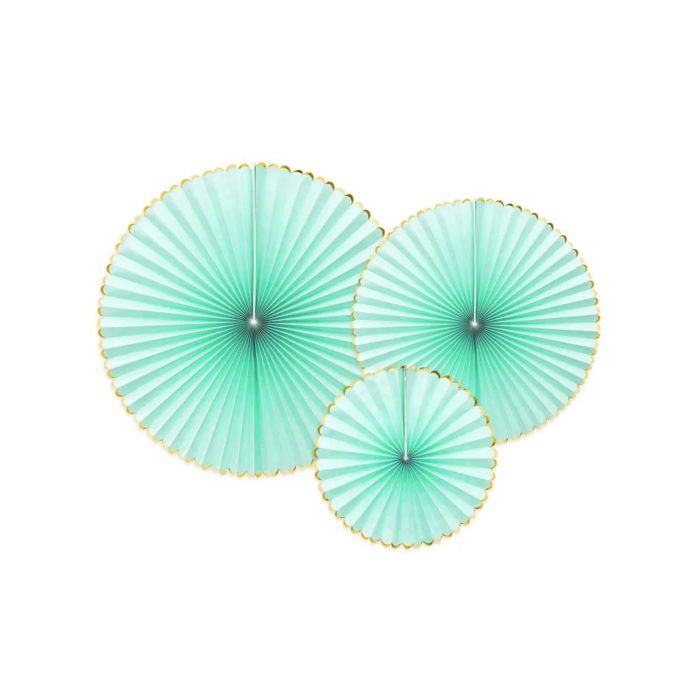 PartyDeco -  Rosettes 3pcs. Menthe / doré