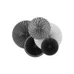 PartyDeco -  Rosettes 5pcs noir/Blanc mélange