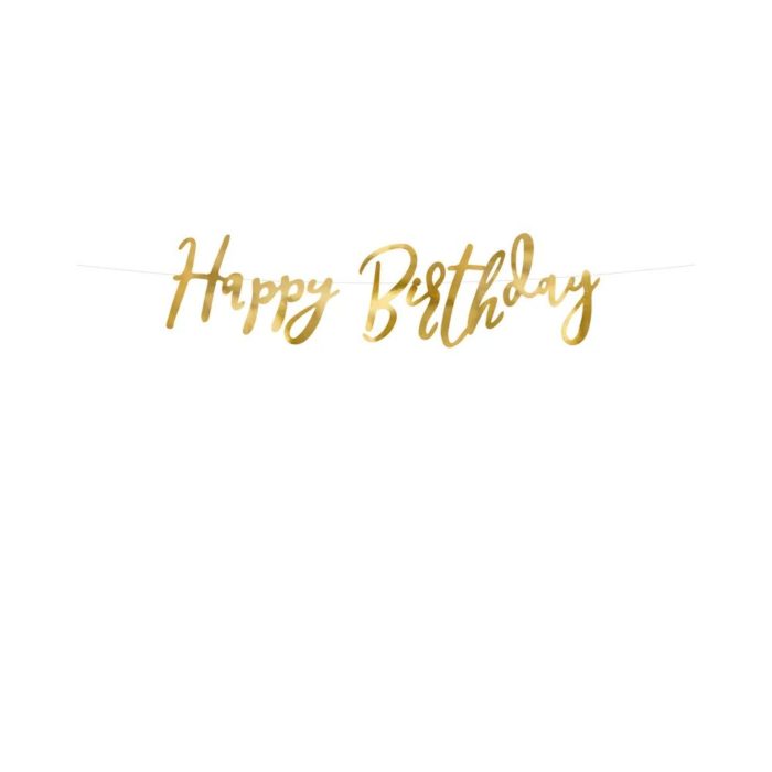 PartyDeco -  Bannière Happy Birthday doré 1pcs