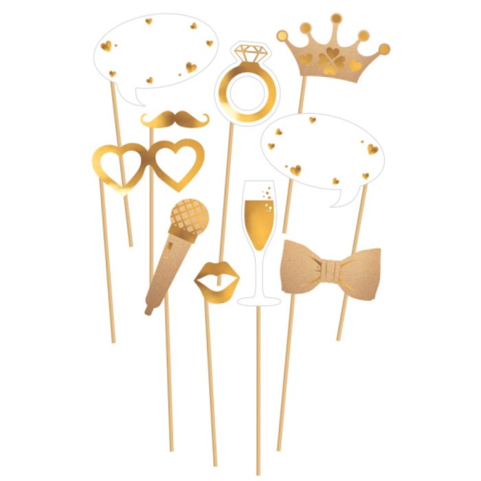 Amscan - Photo Booth assortiment doré 10pcs