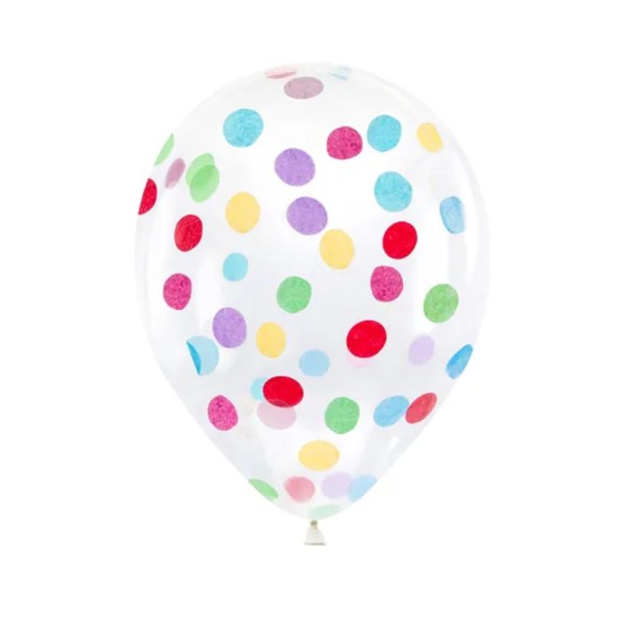 PartyDeco -Ballons avec confettis - cercles, 30 cm, multi couleurs