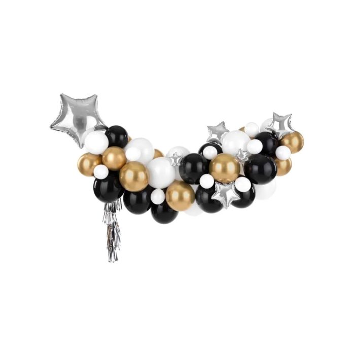 PartyDeco -Guirlande de ballons - Chic doré/noir/argenté/blanc mix environs 2m