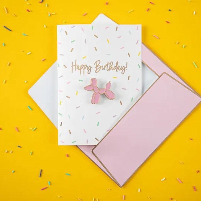 PartyDeco - Carte avec épingle ''chien ballon'', 10,5 x 14,8 cm
