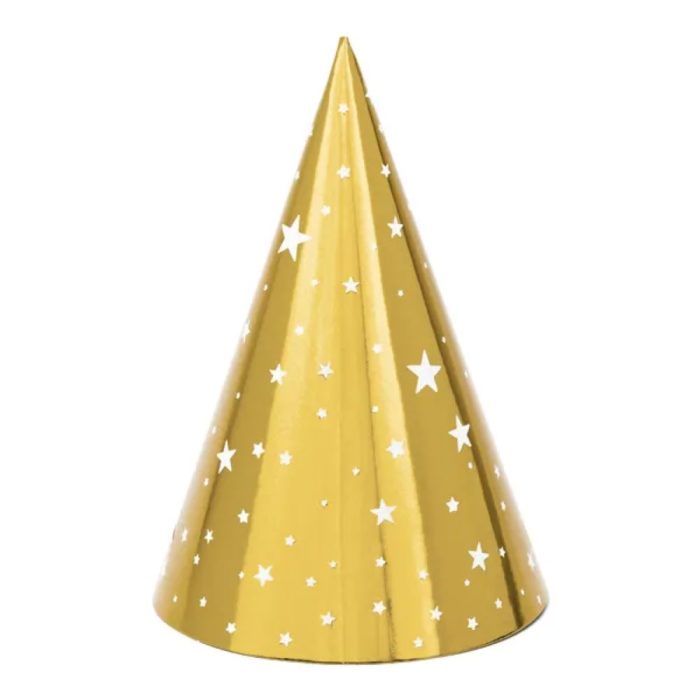 PartyDeco - Chapeaux de fête, or 6pcs