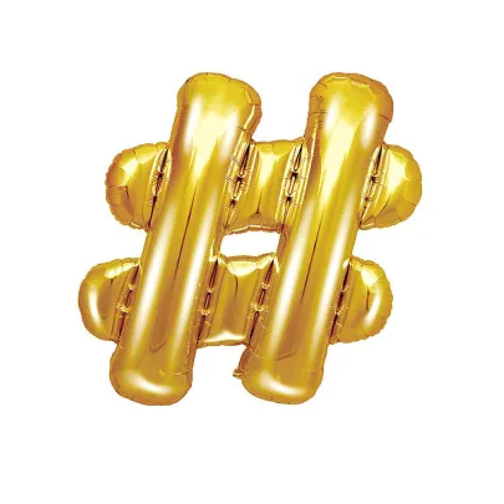 big_2661-1.jpg PartyDeco - Ballon Mylar forme "#" 35cm, or – Image 1