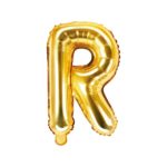 PartyDeco - Ballon Mylar Lettre R  , 35cm , or