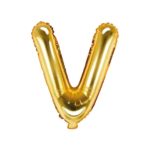 PartyDeco - Ballon Mylar Lettre V  , 35cm , or