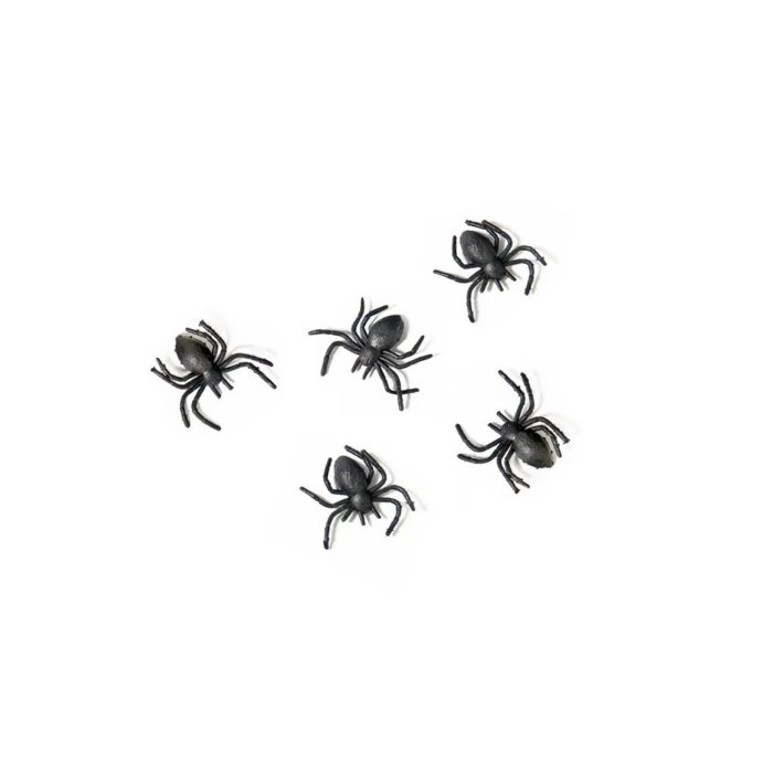 PartyDeco - Araignées en plastique, noir 10pcs