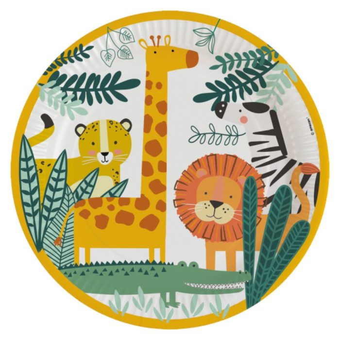 8 Assiettes rondes papier Get Wild 23 cm