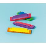 12 Harmonicas en plastique coloris assortis - Sèche-pleurs 8,4 x 2,1 cm