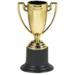 6 Trophées en plastique doré - Sèche-pleurs 10 cm