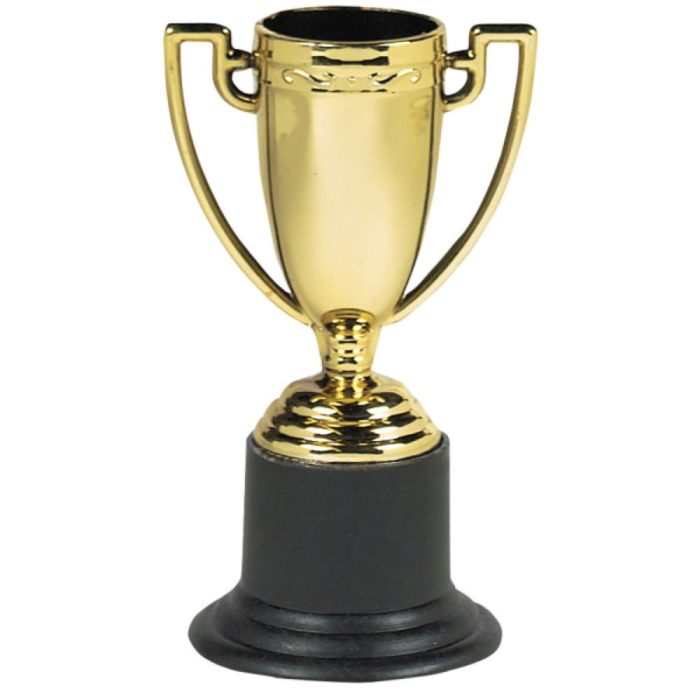 6 Trophées en plastique doré - Sèche-pleurs 10 cm