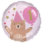 Standard Holographic 1st Birthday Cupcake Girl Foil Balloon 43 cm