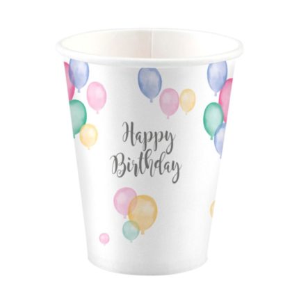 8 Gobelets papier Birthday Pastel 250 ml