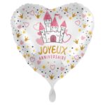 Standard Joyeux Anniversaire princesse Castle Foil Balloon Heart 43cm