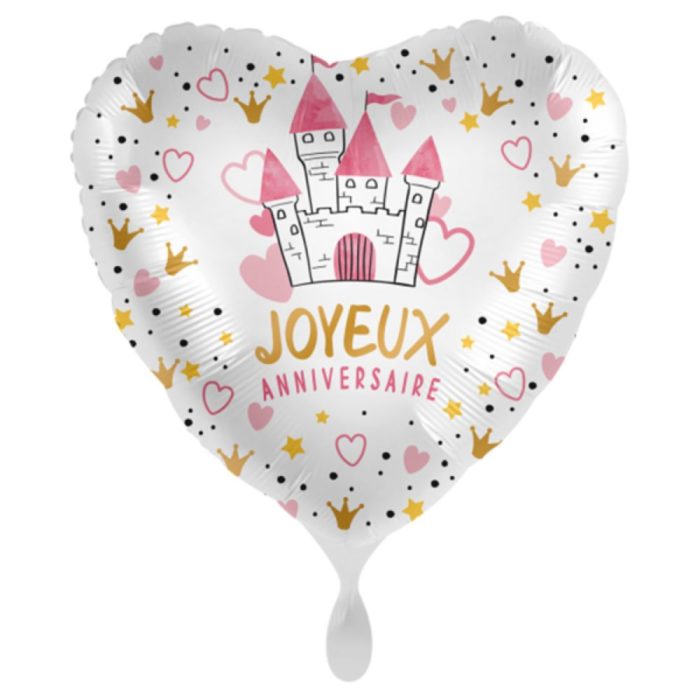 Standard Joyeux Anniversaire princesse Castle Foil Balloon Heart 43cm
