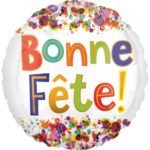 Standard Bonne Fête Watercolor Dots Foil Balloon 43cm