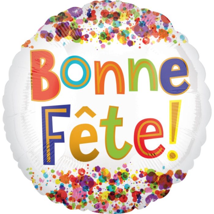 Standard Bonne Fête Watercolor Dots Foil Balloon 43cm