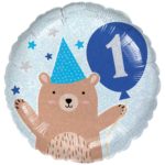 Standard Holographic 1st Birthday Cupcake Boy Foil Balloon  43 cm