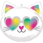 Ballon Foil standard Cool Kitty blanc / noir 43 x 43 cm