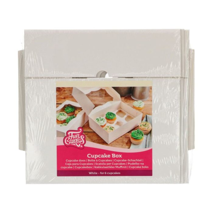 Funcakes -  Cupcake Box 6 White or 12 mini white - 3pcs