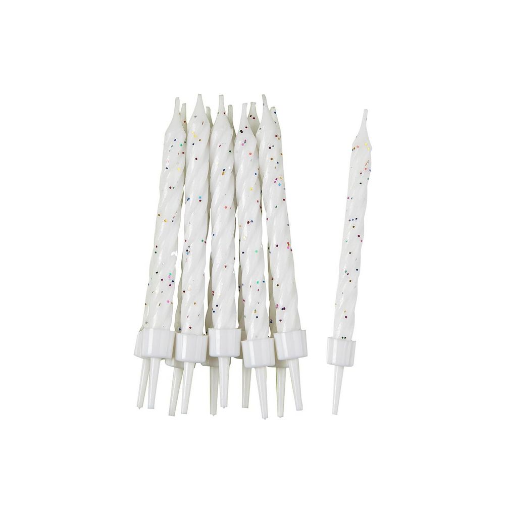 big_3004-1.jpg Amscan - 10 Bougies blancs pailletés avec supports – Image 1