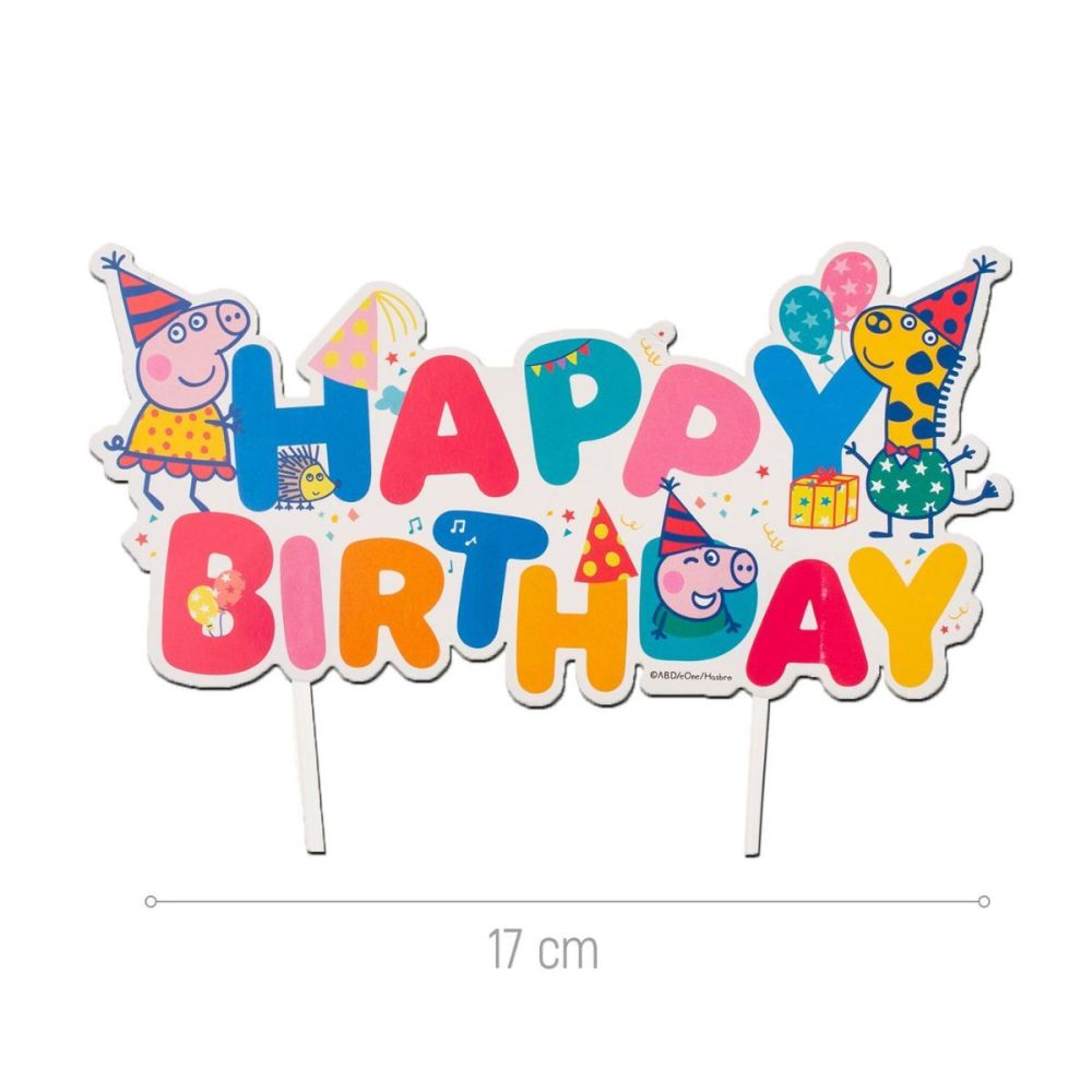 big_3027-1.jpg Dekora - Peppa Pig Happy Birthday Cake Topper 17 x 12 cm – Image 1