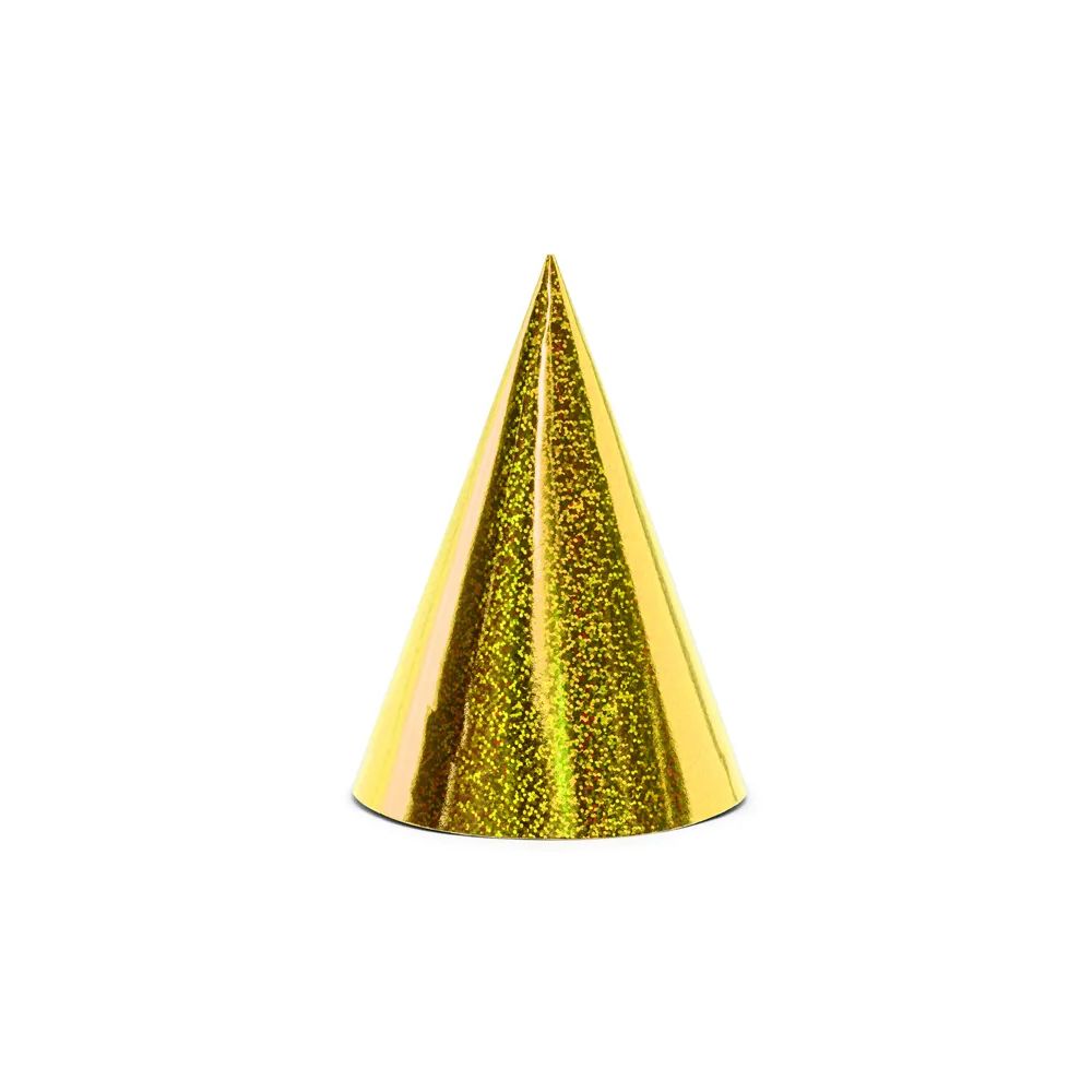 big_3037-1.jpg PartyDeco - Chapeaux de fête holographiques, or, 16cm 6pcs – Image 1