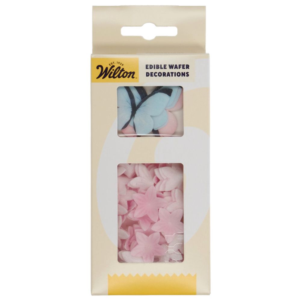 big_3113-1.jpg Wilton - Décorations en Papier Comestibles Fleurs & Papillons Rose Pastel set/30 – Image 1