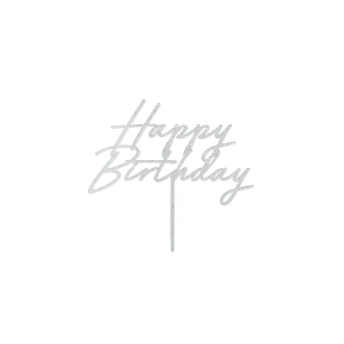 big_3122-1.jpg Cake Topper en acrylique Happy Birthday, 18x16,5 cm, paillettes argentées