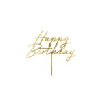 Cake Topper en acrylique Happy Birthday pour gâteau d’anniversaire, 18x16,5 cm, or