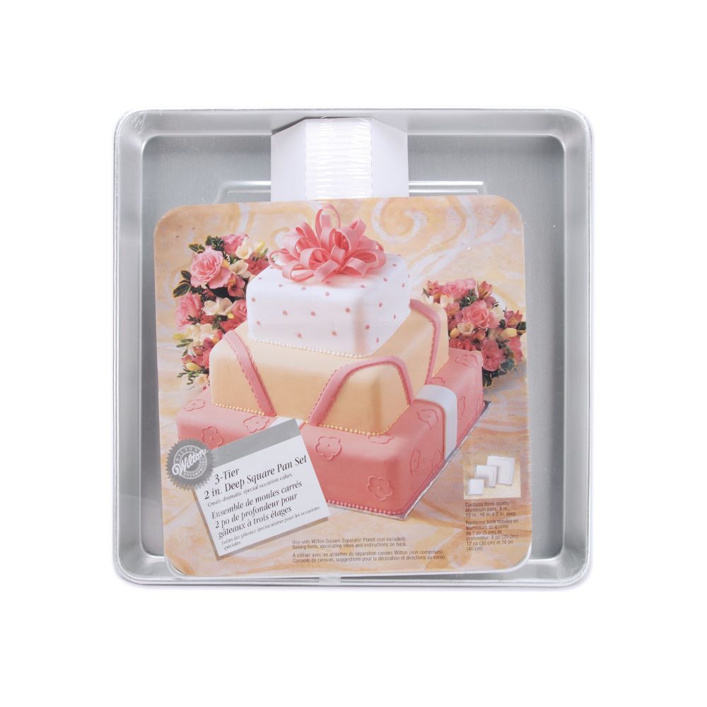 Wilton - ensemble de moules carrés 20.3, 30.4 et 40.6 x 5 cm