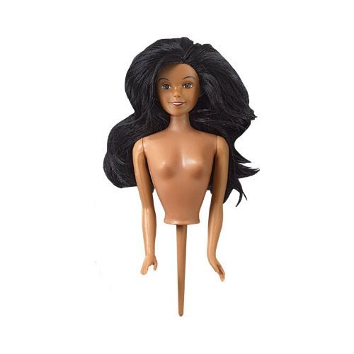 Poupée cheveux noir peau foncée pour gâteau robe de princesse - black hair dark skin doll for princesse cake