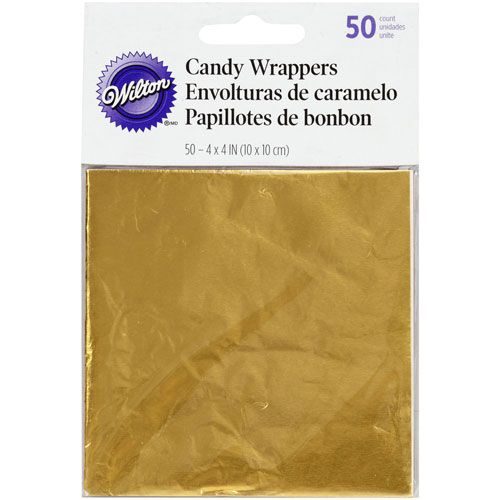 Papillotes d'emballage pour bonbons sucettes ou chocolats - or - Candy Foil Wrappers Gold pk/50
