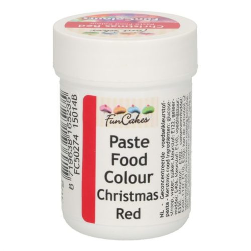 FunColours-Pâte colorante alimentaire - Paste Food Colour - christmas red- 30g- rouge foncé
